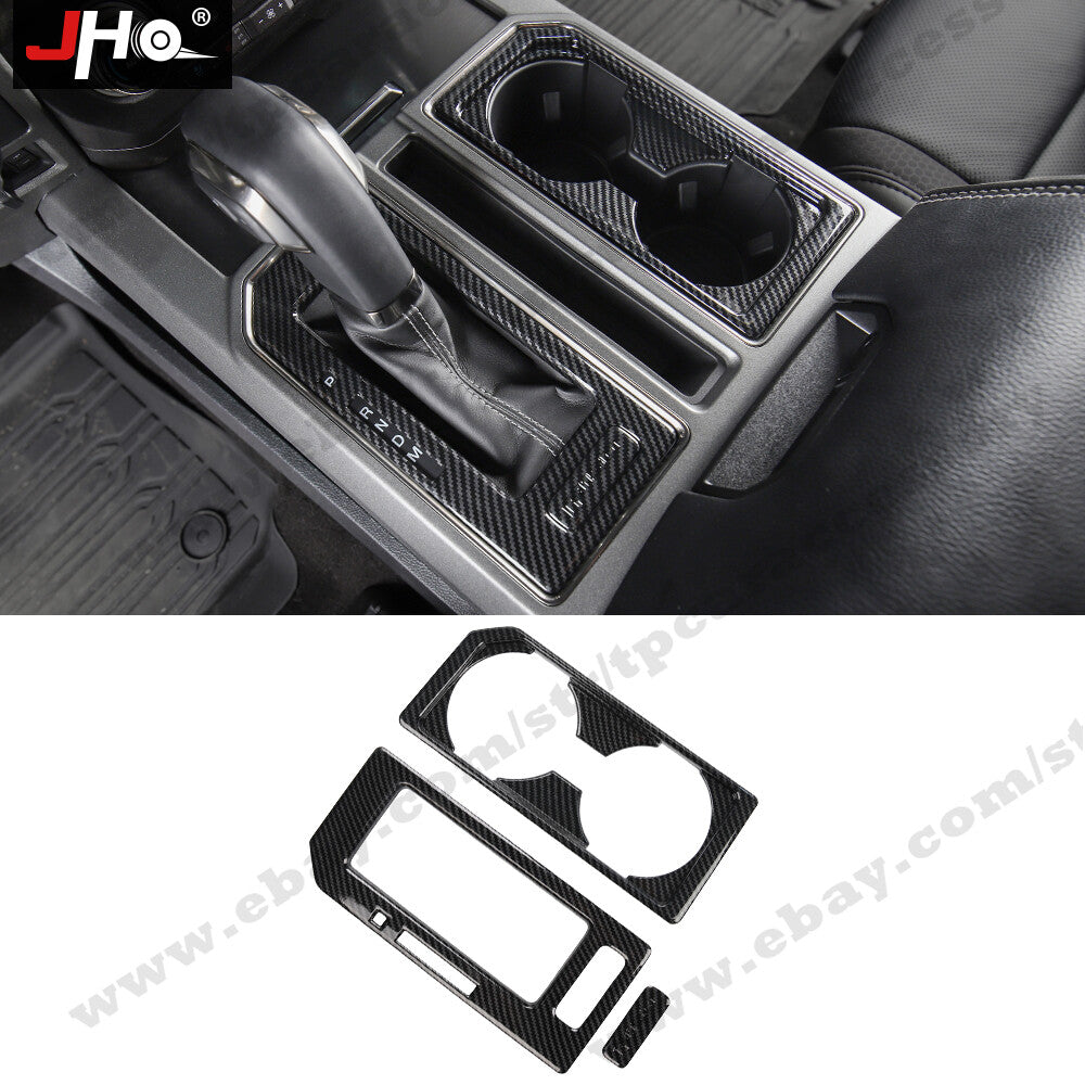Gear Shift Panel Water Cap Cover Trim Carbon Fiber for Ford F150 2017-20
