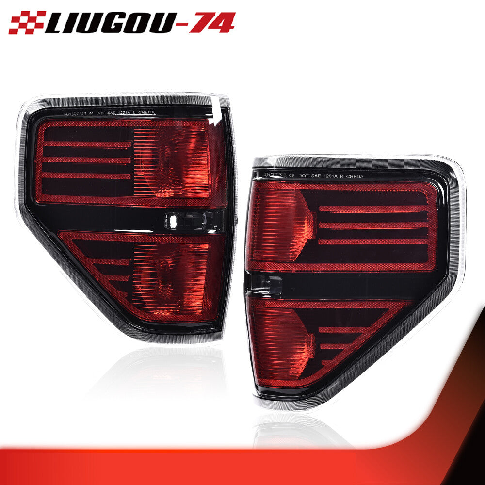 Taillights, brake lights, and smoked headlights suitable for 09-14 for Ford F-150/pickup trucks.