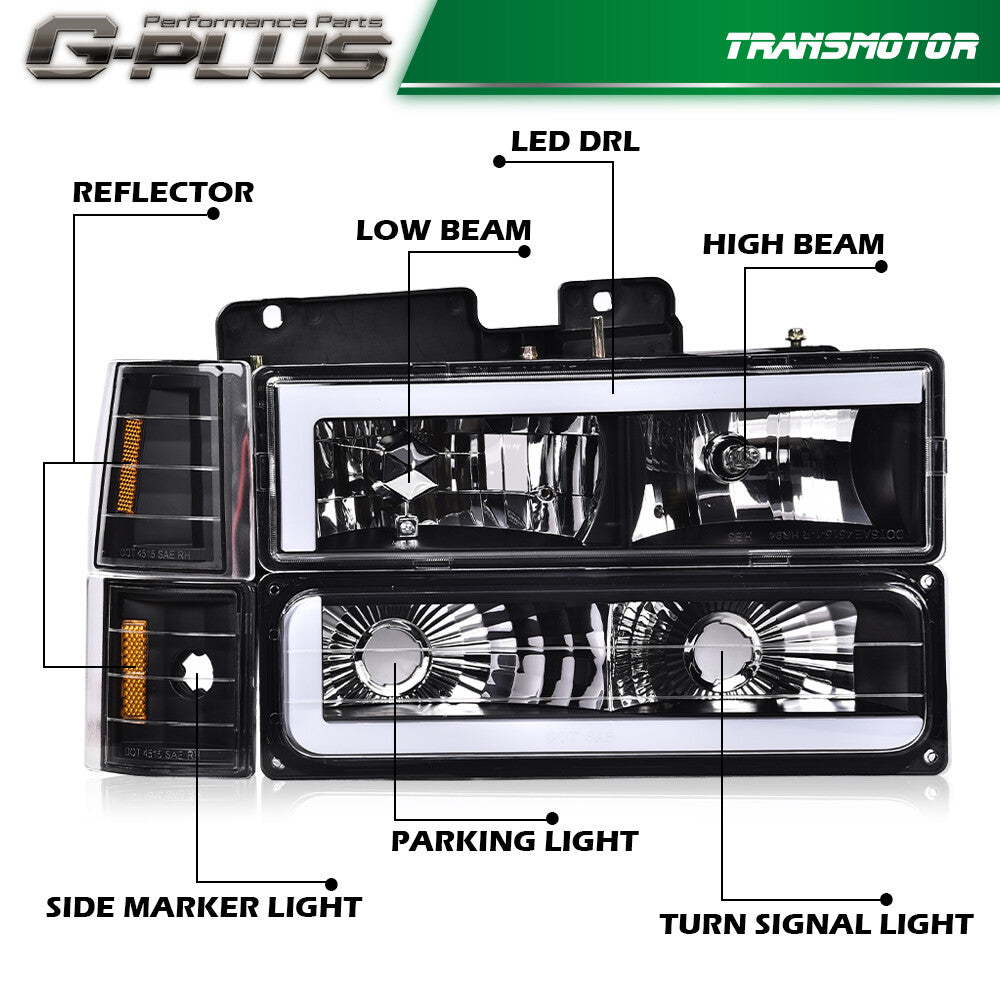 1994 - 1998 C10 C/K Silverado LED DRL Tianshui+ Sky Blue Red