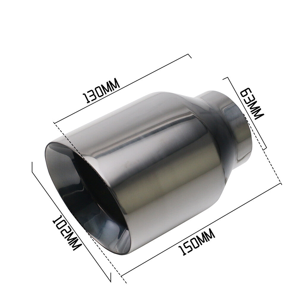 1x Universal 2.5'' ID 4'' OD Exhaust End Tip Muffler Pipe Tip Slant Black