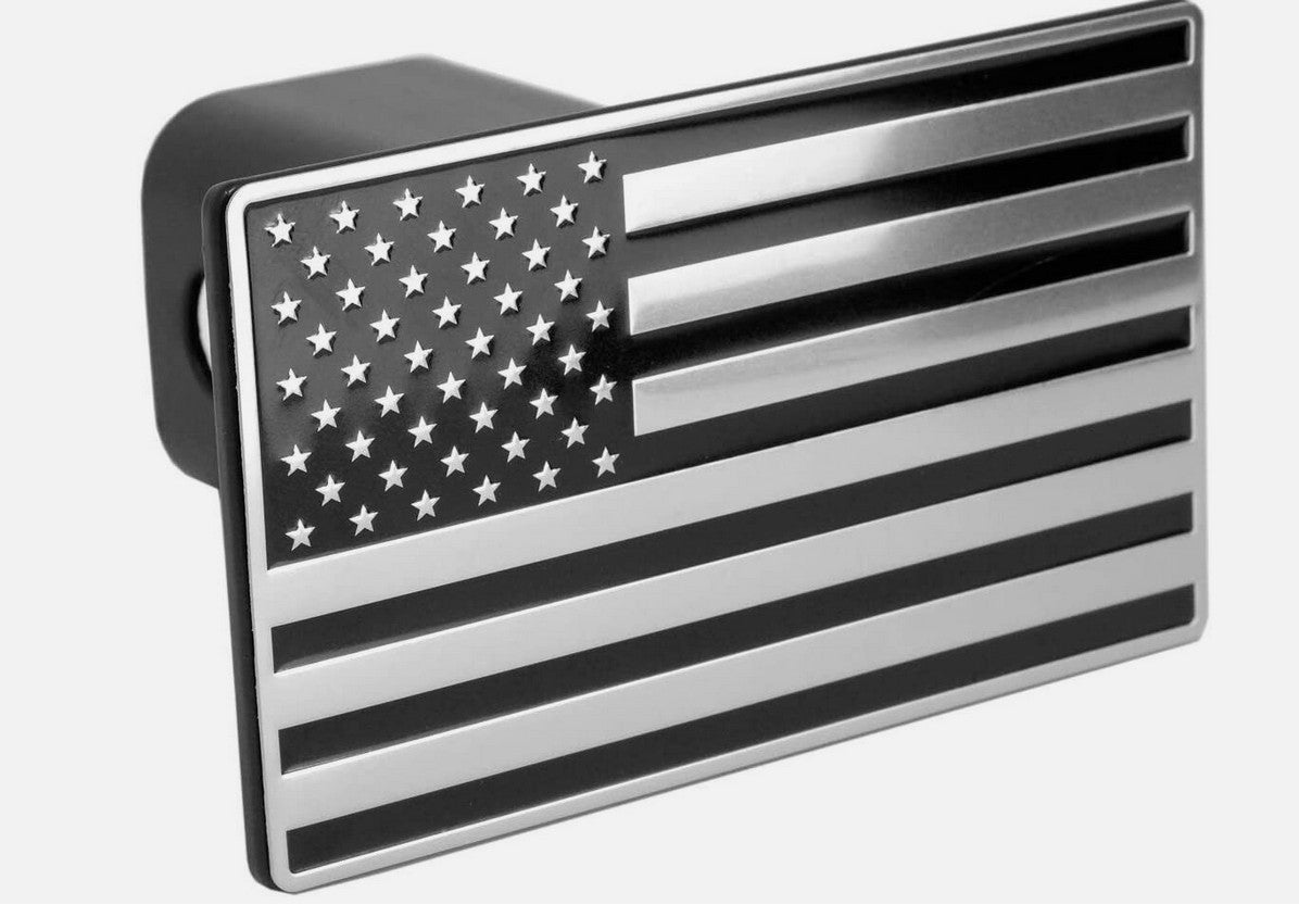 Car mount plug cap trailer tow receiver 2-inch American flag chrome  for ford