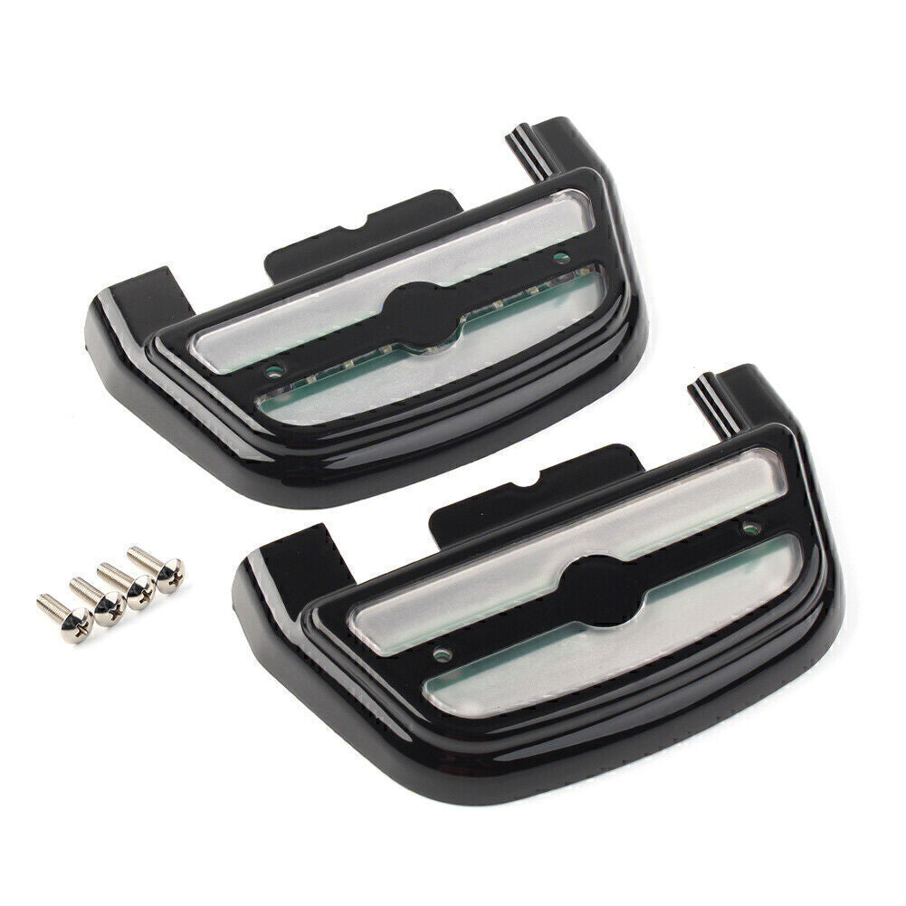 LED Light Passenger Footboard Floorboard Cover for Harley Touring Road King BLK
