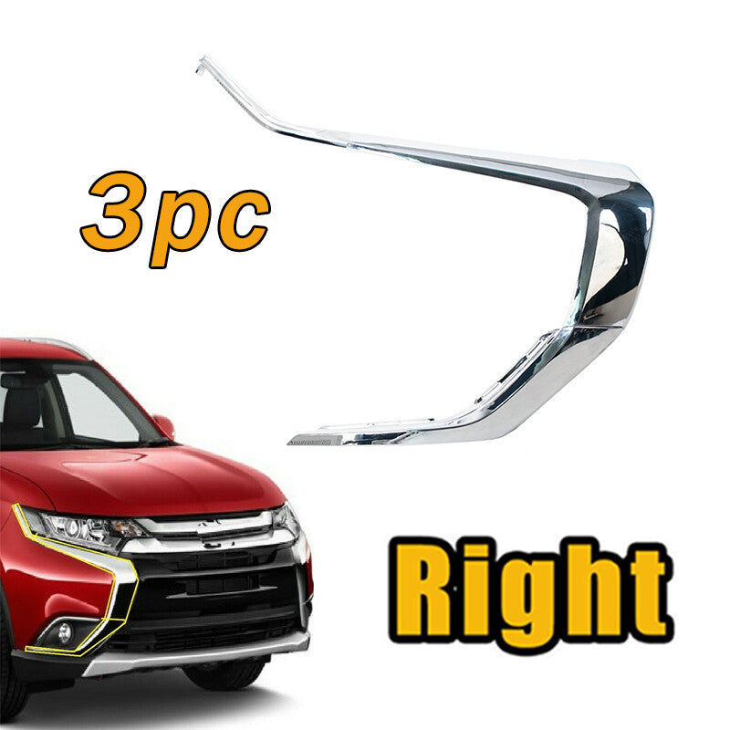 3PC For 2016-2022 for Mitsubishi Outlander / PHEV Front Bumper Chrome Molding Right
