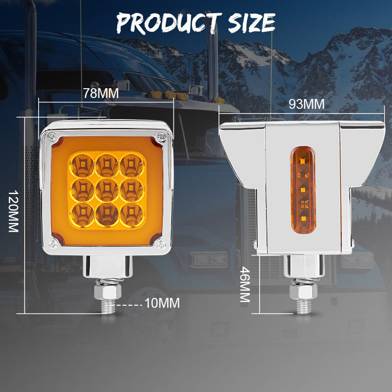 2X 3 Dual Face LED Turn Brake Side Marker Light Truck Trailer Square Red/Amber
