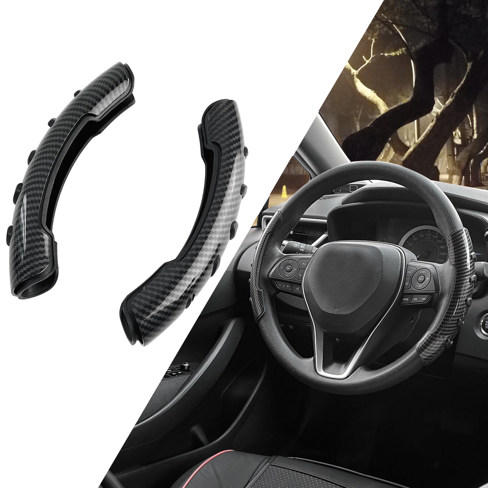 Universal Carbon Fiber Look Car Steering Wheel Grips Booster Cover Trim Non-Slip