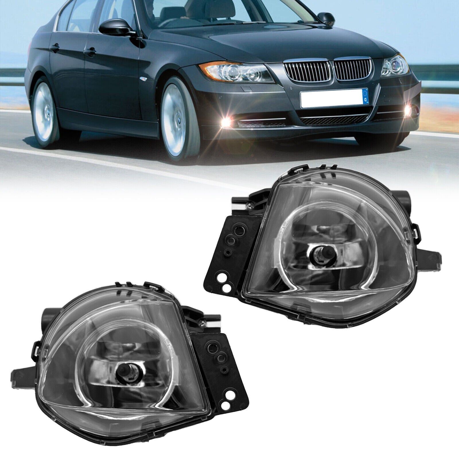 A pair of clear fog lights are suitable for BMW 3 Series E90 323i 325i 325xi 328i 330xi. (06-09-)