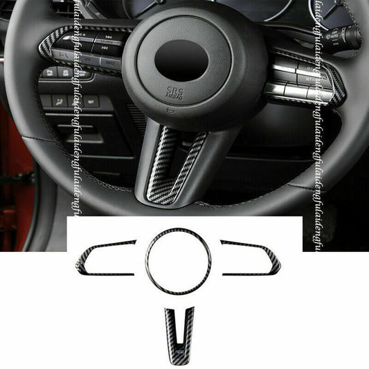 Fit for Mazda CX-30 2020-2022 Carbon Fiber Steering Wheel Frame Trims Garnish