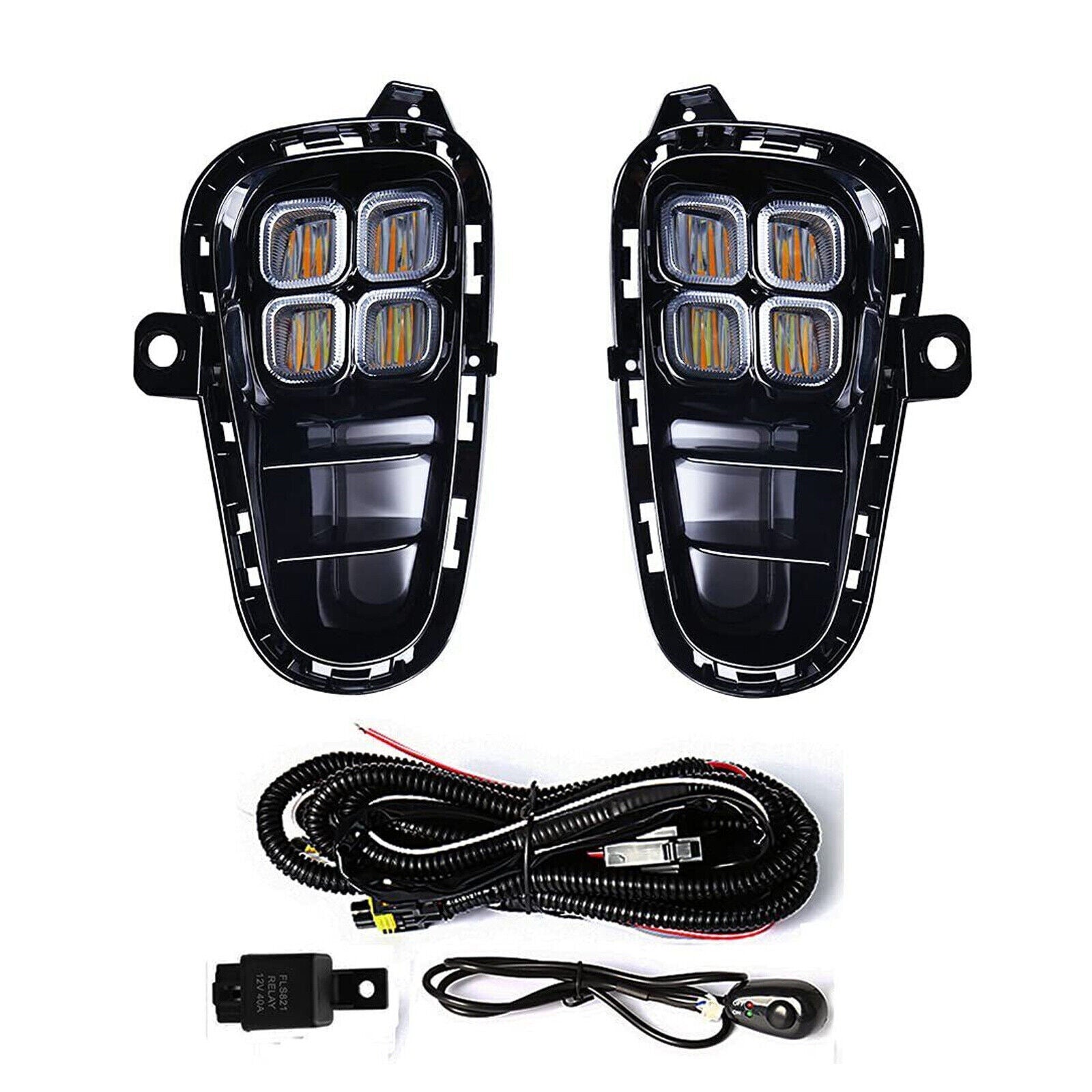 for KIA Rio 2018-2020 4 Eyes LED Daytime Running Fog light DRL w/ Wire Switch