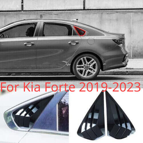 2X Gloss Black Side Window Louver Shutter Quarter Panel for Kia Forte 2019-2023