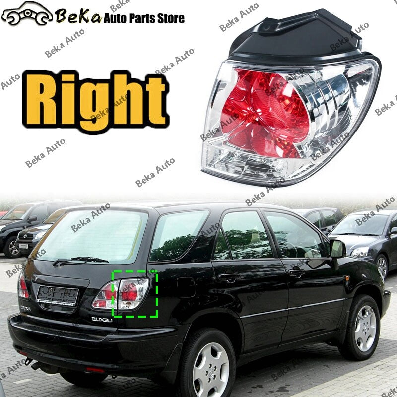Applicable to for Toyota Harrier 98-02 and for Lexus Altezza RX300. Right outer taillight bulb missing.