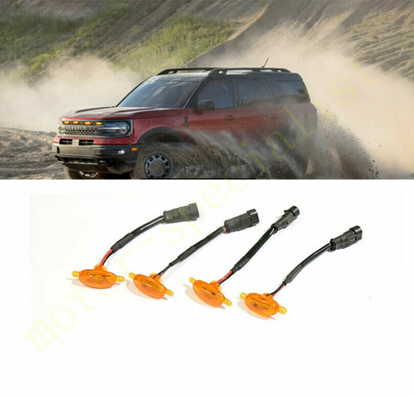 for Ford Bronco Sport 21-24 Style Grill Amber LED yellow Marker Light Kit
