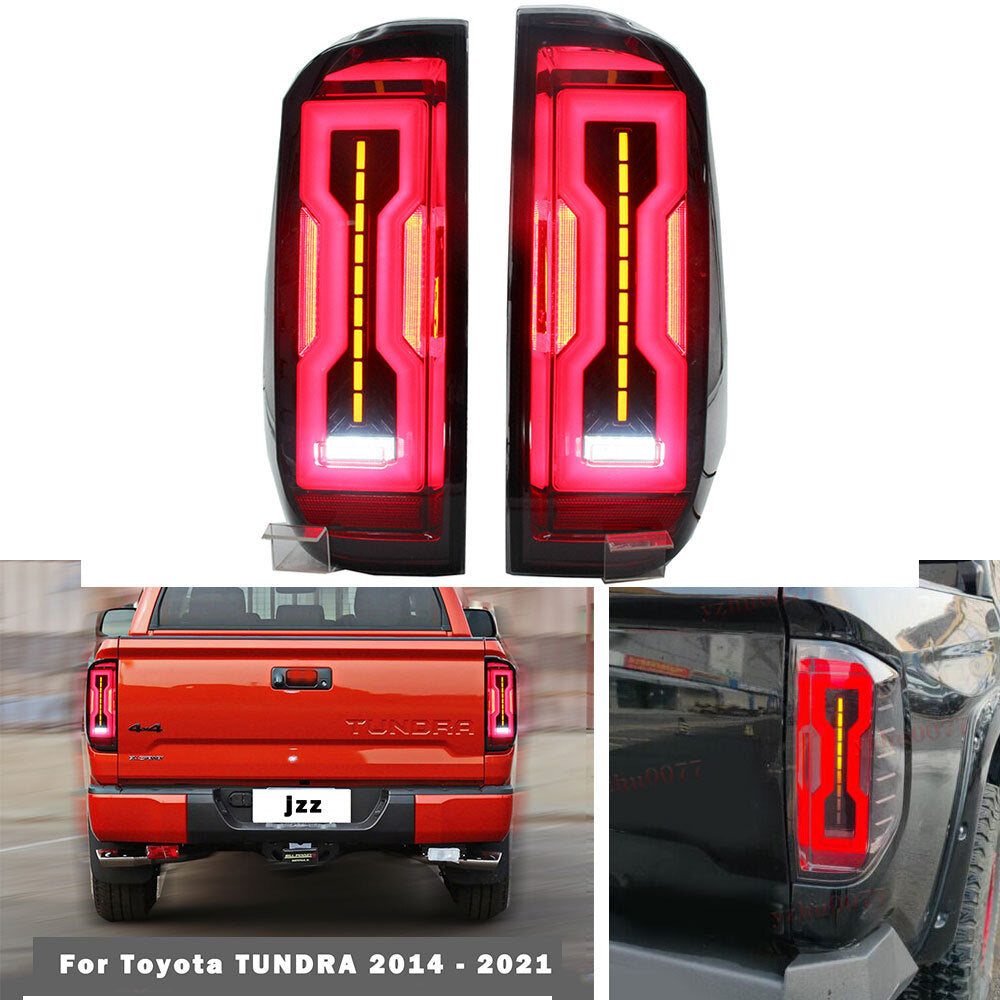 Fit For 2014-2021 for Toyota Tundra Smoke LED Rear Brake Tail Lights Lamps 2pcs