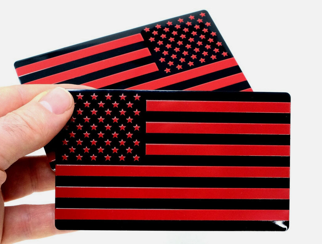 Car side fender rear trunk badge sticker, American flag, red and black, suitable  for ford  2-piece set.