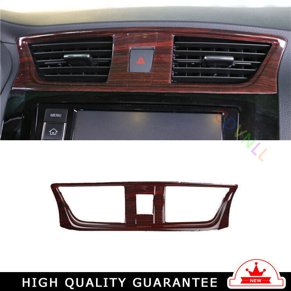 Middle Air Outlet Vent Cover Trim Fit for Nissan Sentra 2013-2019 Red Wood Grain