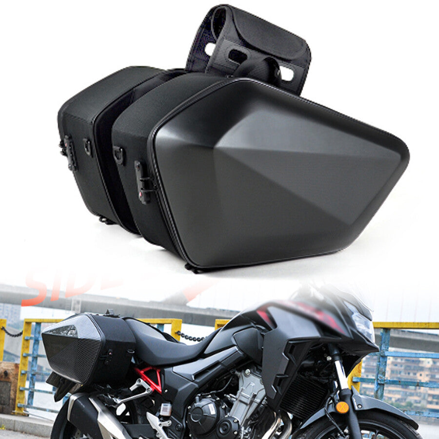 American motorcycle double saddlebag riding helmet bag storage hard shell side pockets