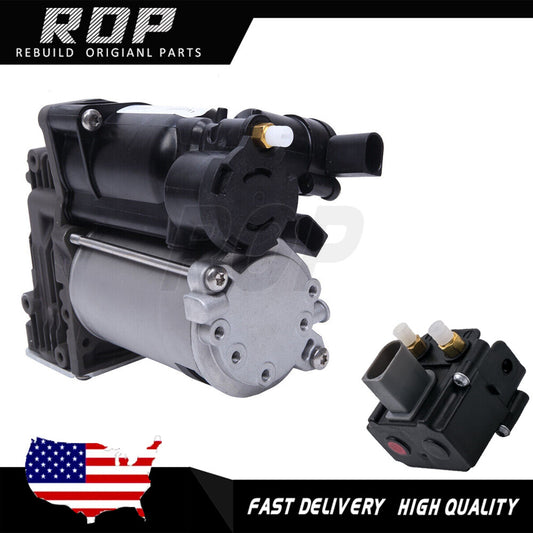 2pcs Air Suspension Compressor Pump+Valve Block for BMW X5 E70 X6 E71 E72 06-14