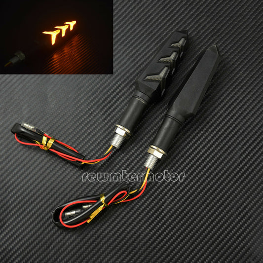 2pcs Motorcycle LED Turn Signal Light Sequential Flowing Indicator Amber Color