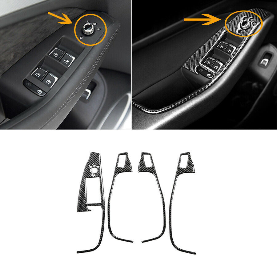 Fit for Audi Q5 2010-2018 Carbon Fiber Window Lift Switch Button Panel Trim 4PCS