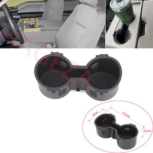 Black Front for Seat Dual Cup Holder Rubber Insert Cover Fit for Ford F150 2015-2022