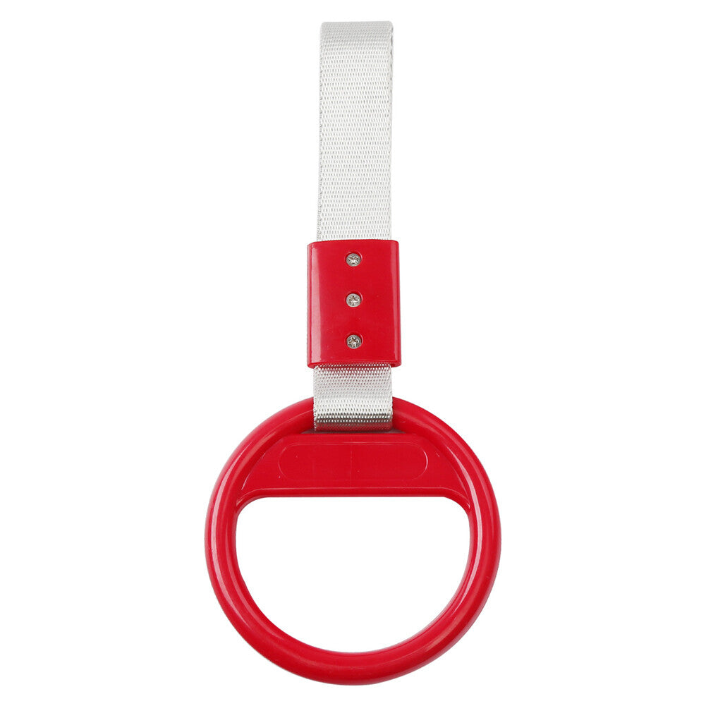 1Pcs White Belt Red Round Ring Train Bus Handle Hand Strap Drift Charm Tools Car
