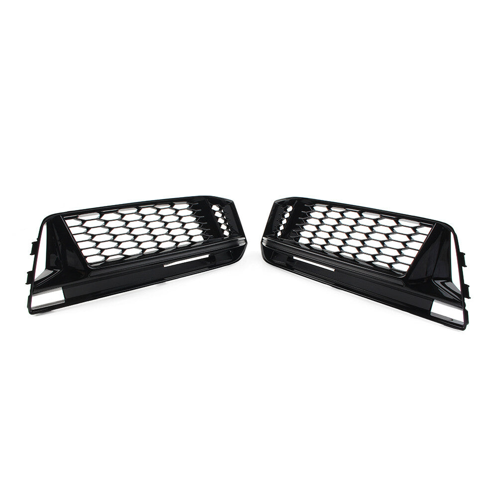 Honeycomb Fog Light Grille Cover Glossy Black Fit for Audi A4 B9 S-Line S4 2016-18