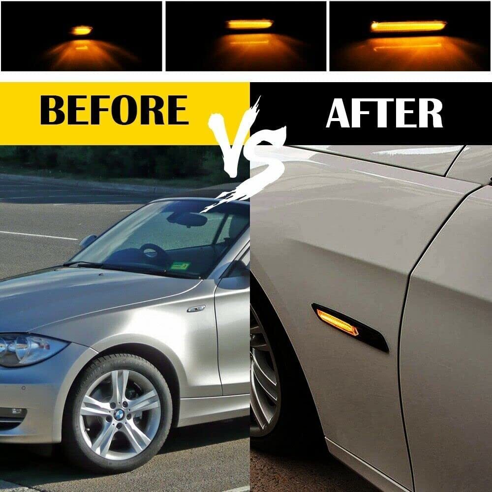2x for BMW 1 3 5 Series Smoke F10 Style Sequential Amber LED Side Marker Light