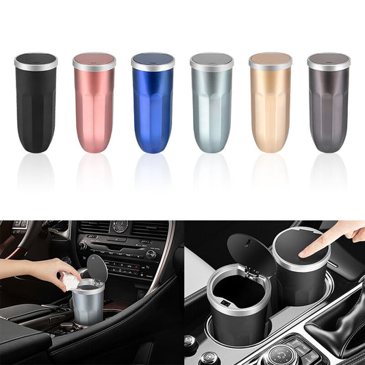 2Pcs Car Trash Can w/ Lid Car Trash Can Cup Holder Press Open Vehicle Trash Bin