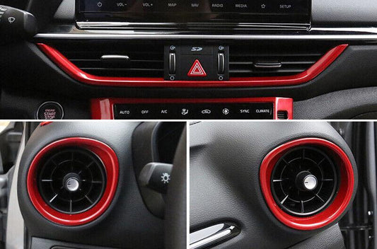 for Kia Forte K3 2019-2023 Gloss Red Center Console LR Air Outlet Vent Trim 3PC