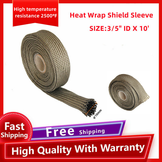 3/5-inch ID x 10-foot titanium fiberglass heat shield for automotive engine wiring harnesses.