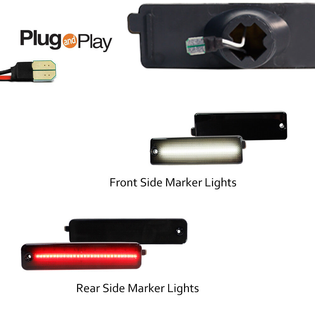 Suitable for 1998-2002 for Pontiac Firebird models with white front and red rear LED side marker lights.