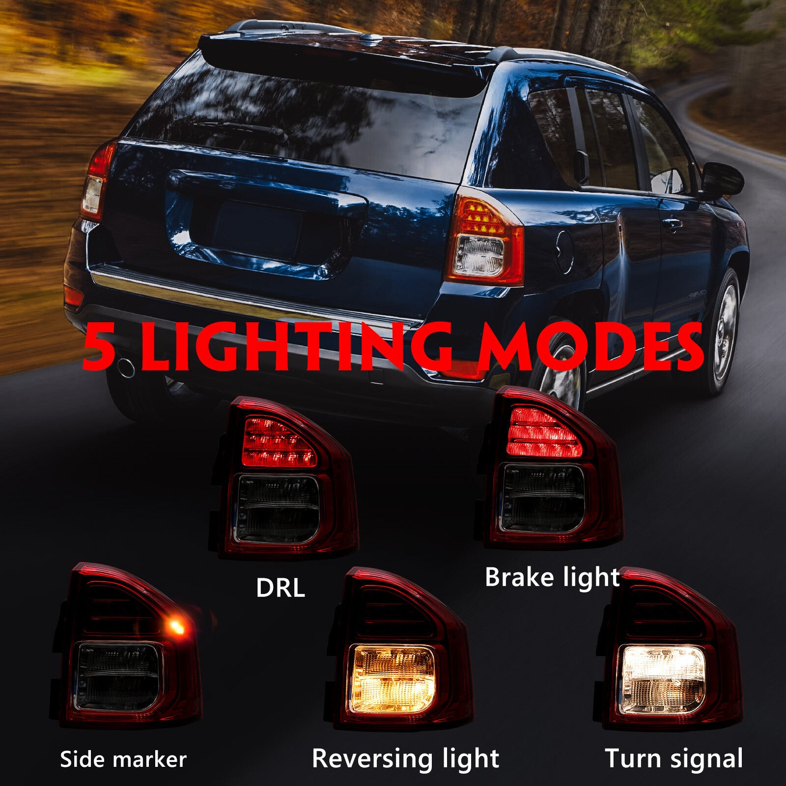 For 2011-2013 for Jeep Compass Tail Light Lamp Assembley Side Marker Passenger Right
