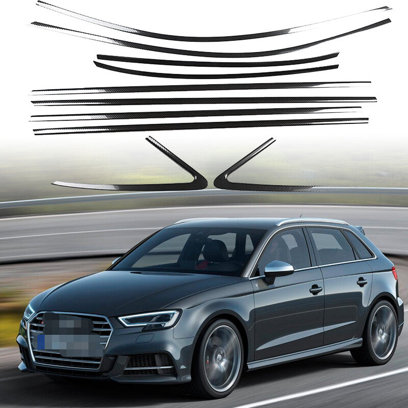 Stainless Black For 2015-2020 for Audi A3 S3 Sedan Car Window Trim Strip Cover Trim