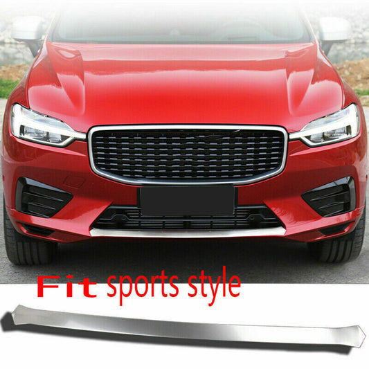 for Volvo XC60 2018-21 Silver Steel Front bumper lip Lower Grille trim cover 1x
