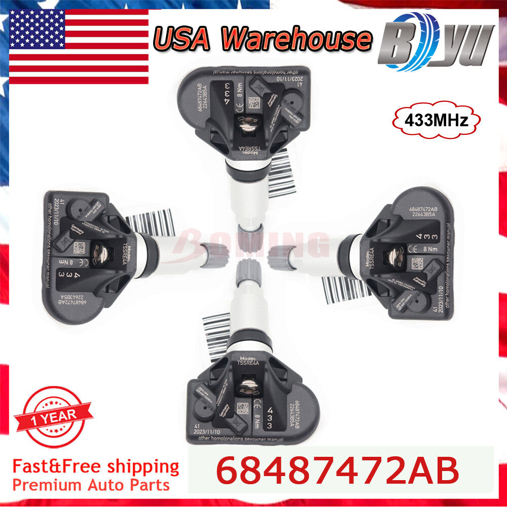 4pcs 68487472AB TPMS Sensor for 2019-2023 for Dodge for Challenger R/T Scat Pack 433mhz