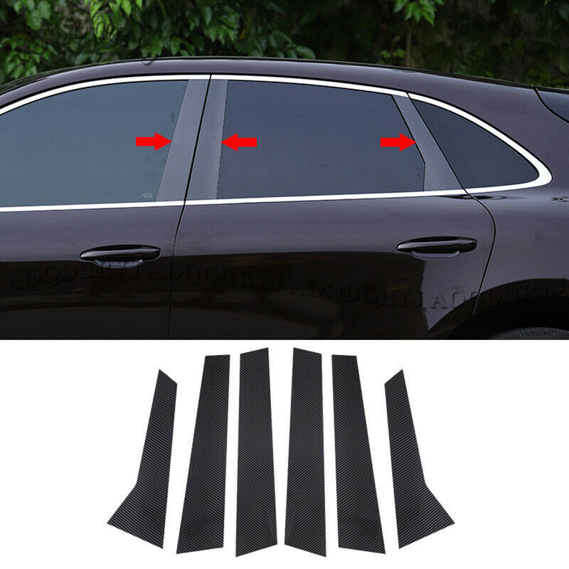 for Porsche Macan 2014-2019 Carbon Fiber Window Pillar Posts Moulding Cover Trim