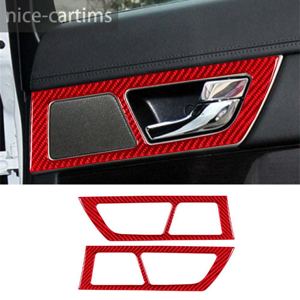 4¡ÁRed Carbon Fiber Interior Rear Door Handle Panel Cover for Jaguar XF 2009-2011