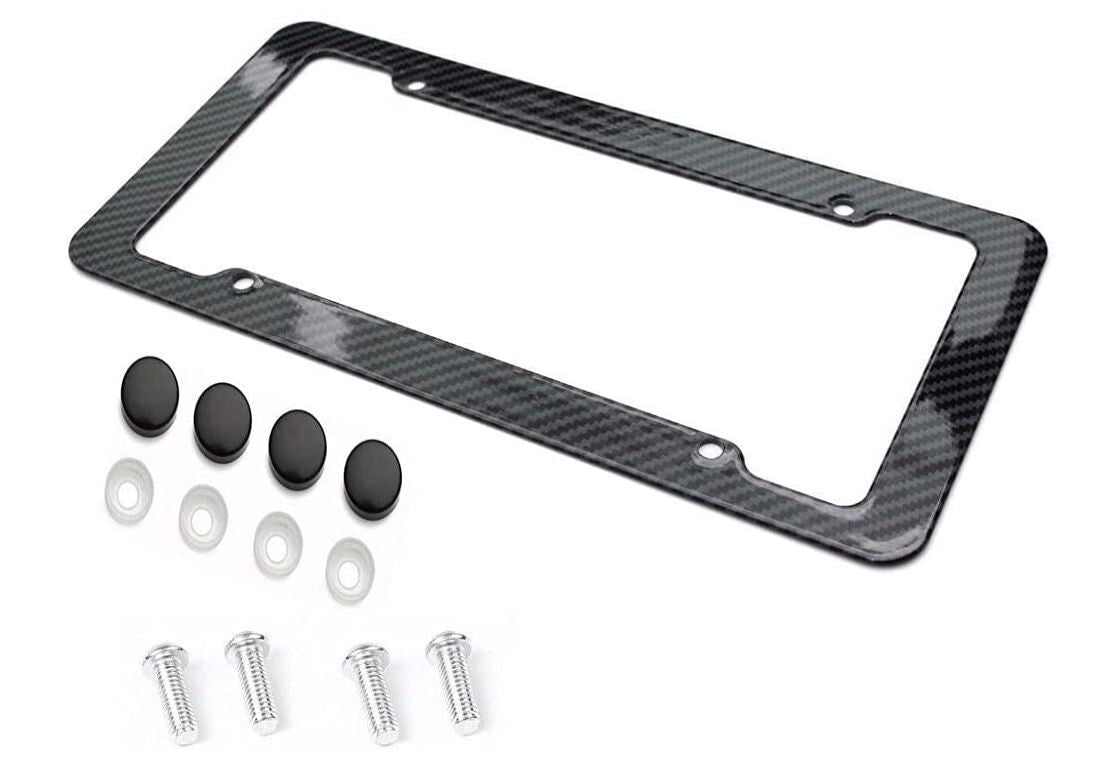 1 piece of car license plate frame cover cap, trunk black carbon, suitable for Chevrolet