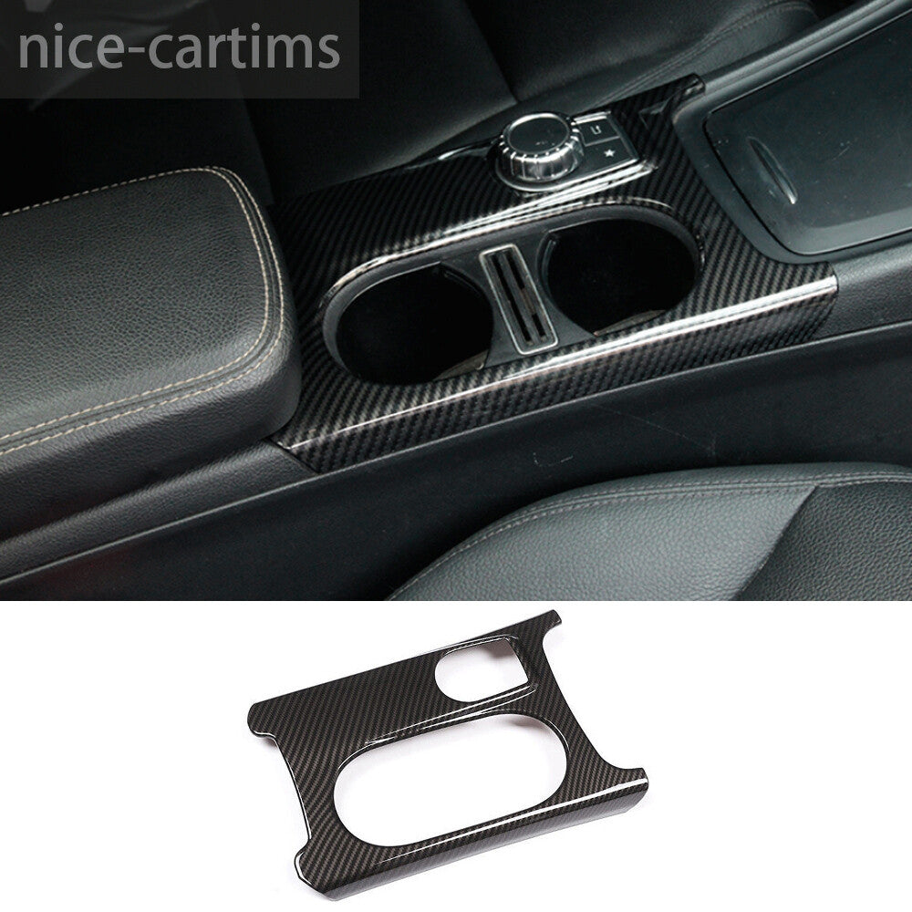Carbon Fiber ABS Water Cup Holder Panel Trim for Benz A GLA CLA Class W176 13-19