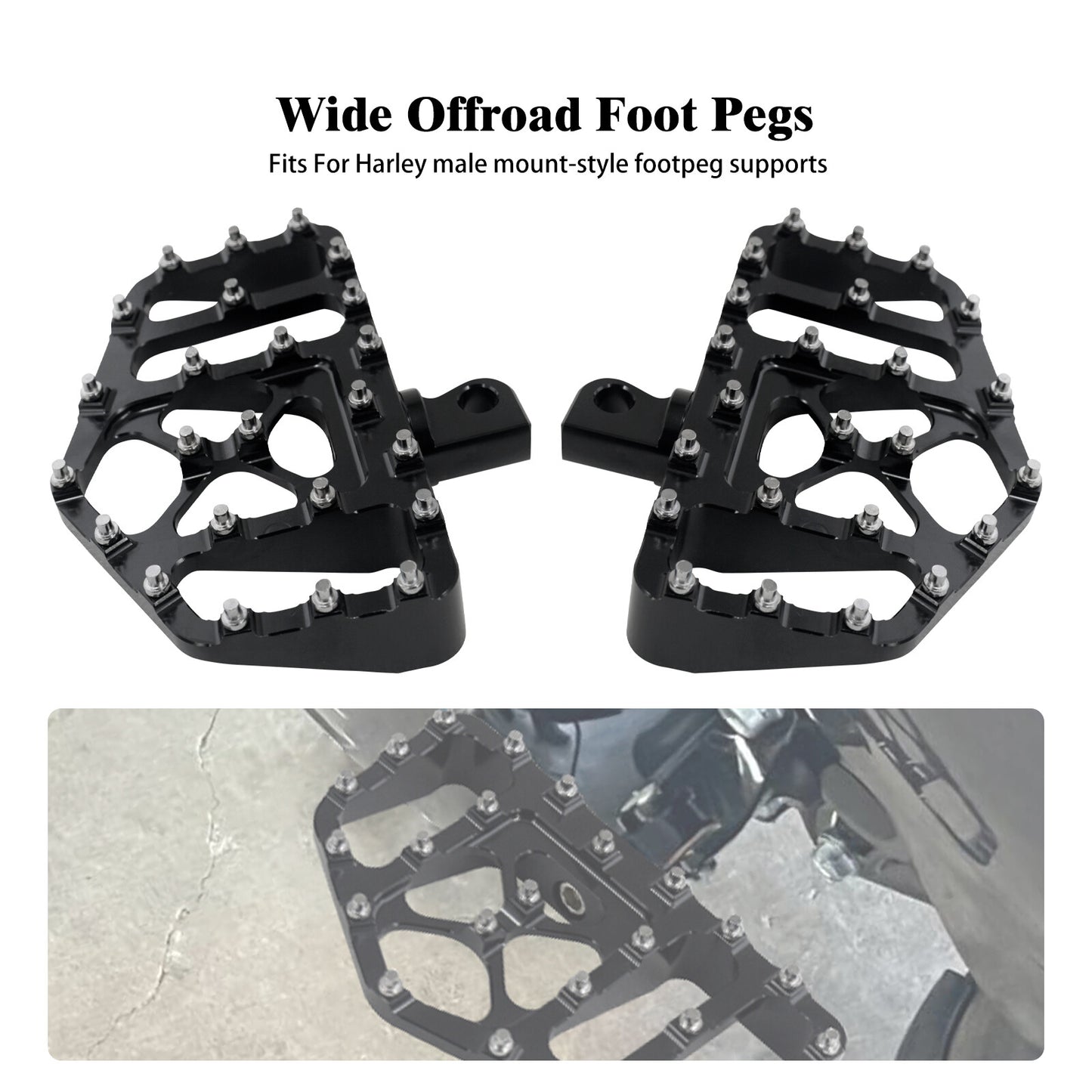 MX Style Wide Fat Foot Pegs Floorboard Fit for Harley Touring Road Electra Glide