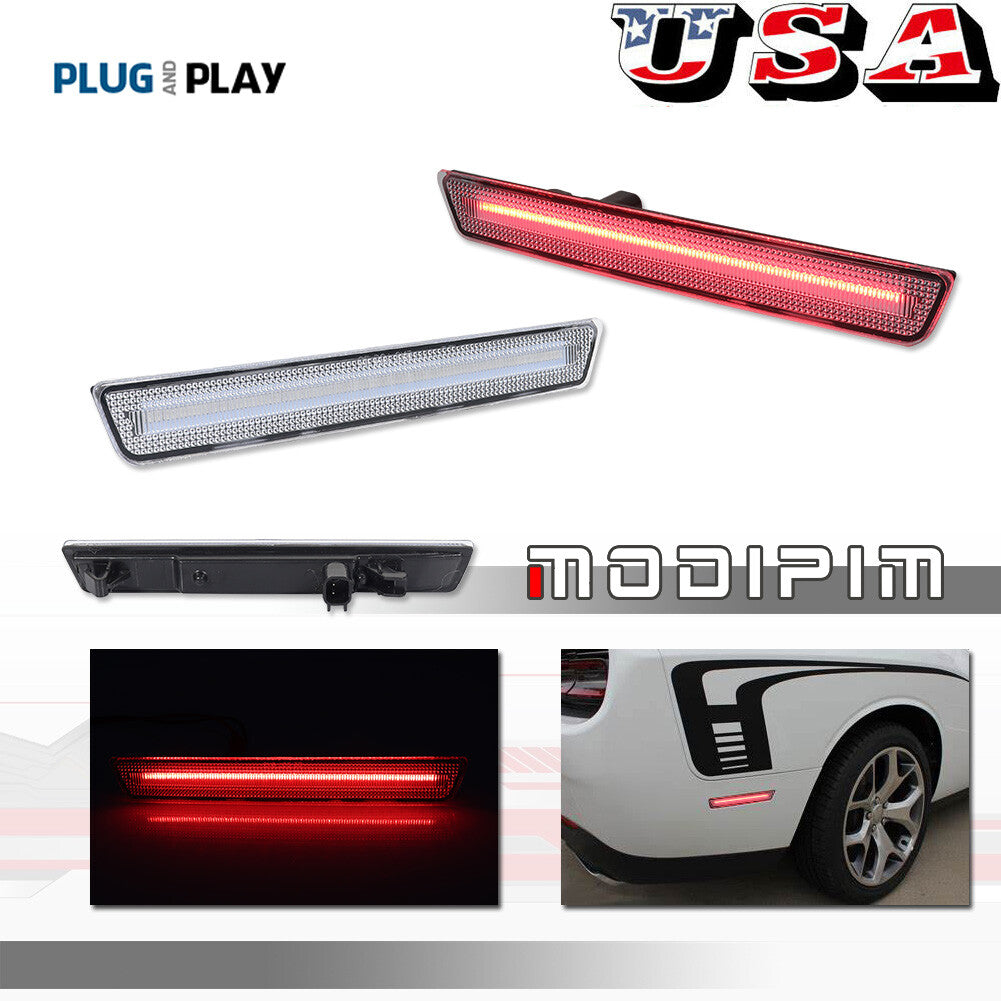 Red LED side marker lights behind the transparent lens are available on 2015-2023 for Dodge for Challenger models.