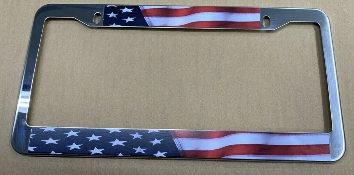 Car license plate cover, frame cover, rear trunk with American flag chrome plating suitable for Toyota 1x
