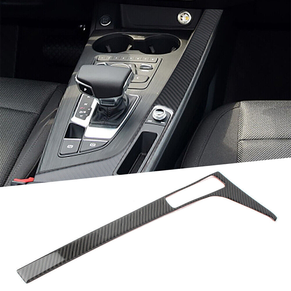 Carbon Fiber Console Gear Shift Box Frame Trim Cover Fit for Audi A4 B9 A5 17-20 LHD