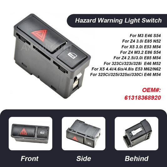 Hazard Warning Light Switch Door Central Lock Button for BMW E46 E53 E85 325 613