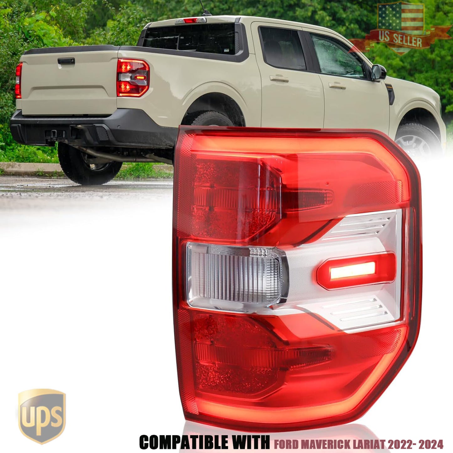 LED Tail Light Right Passenger Rear Lamp Fit for Ford Maverick Lariat 2022-2024