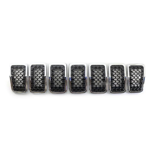 Front grille insert cover for 19-22 for Jeep Cherokee Black + Chrome Honeycomb