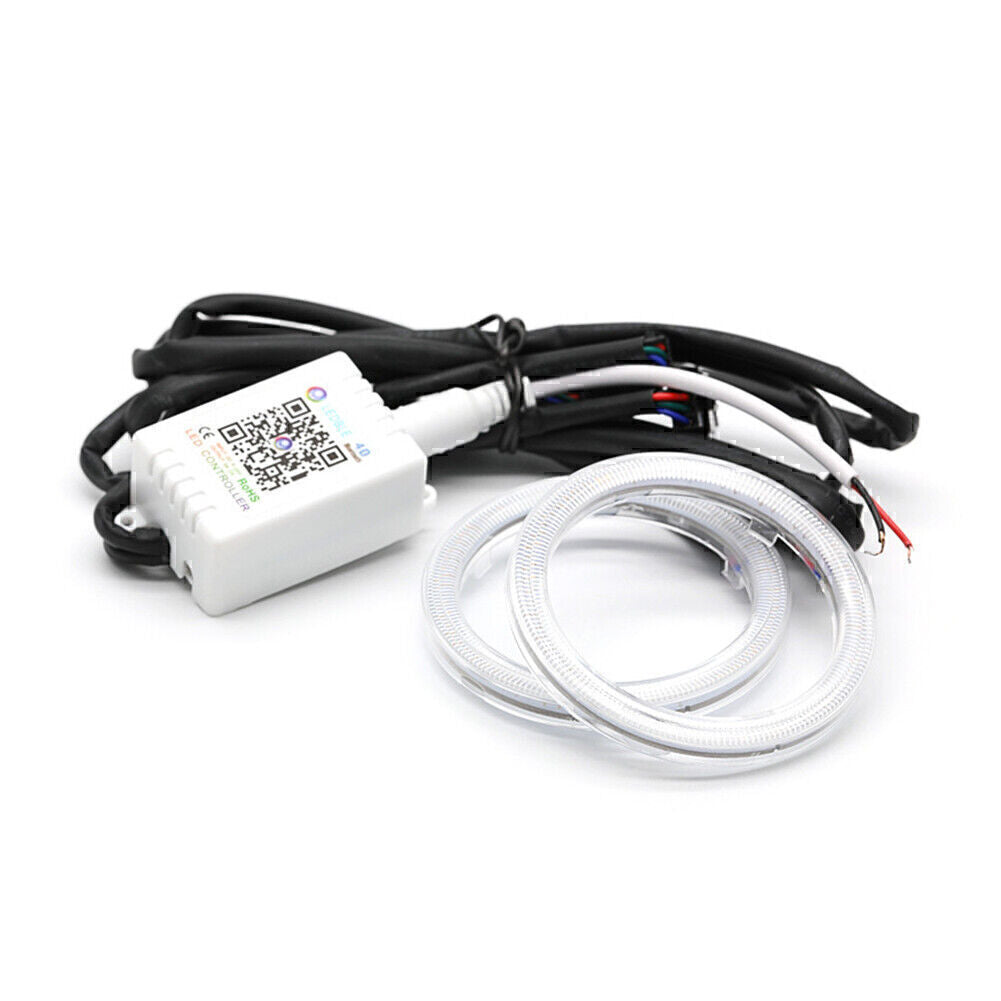 70MM RGB Colorful COB Car Headlight Angel Eyes Light LED Halo Rings Lamp Kit
