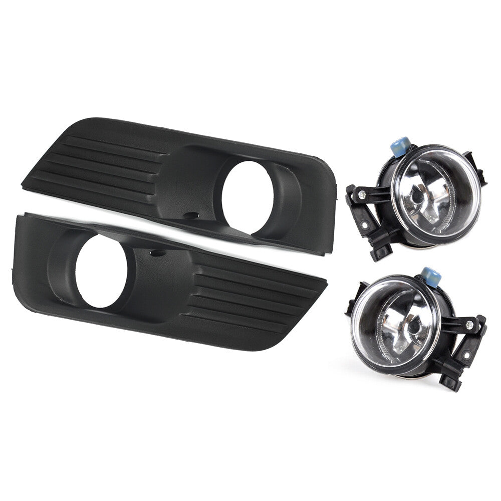 L+R Front Bumper Fog Lights Cover Grille + Lamp Set for Ford Focus 2005-2007