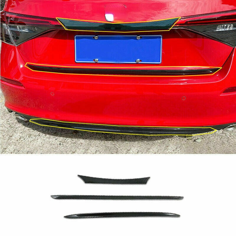 3p for Honda for Civic 2022-23 Carbon Fiber Rear Door Trunk Lid Tailgate Strip Trim