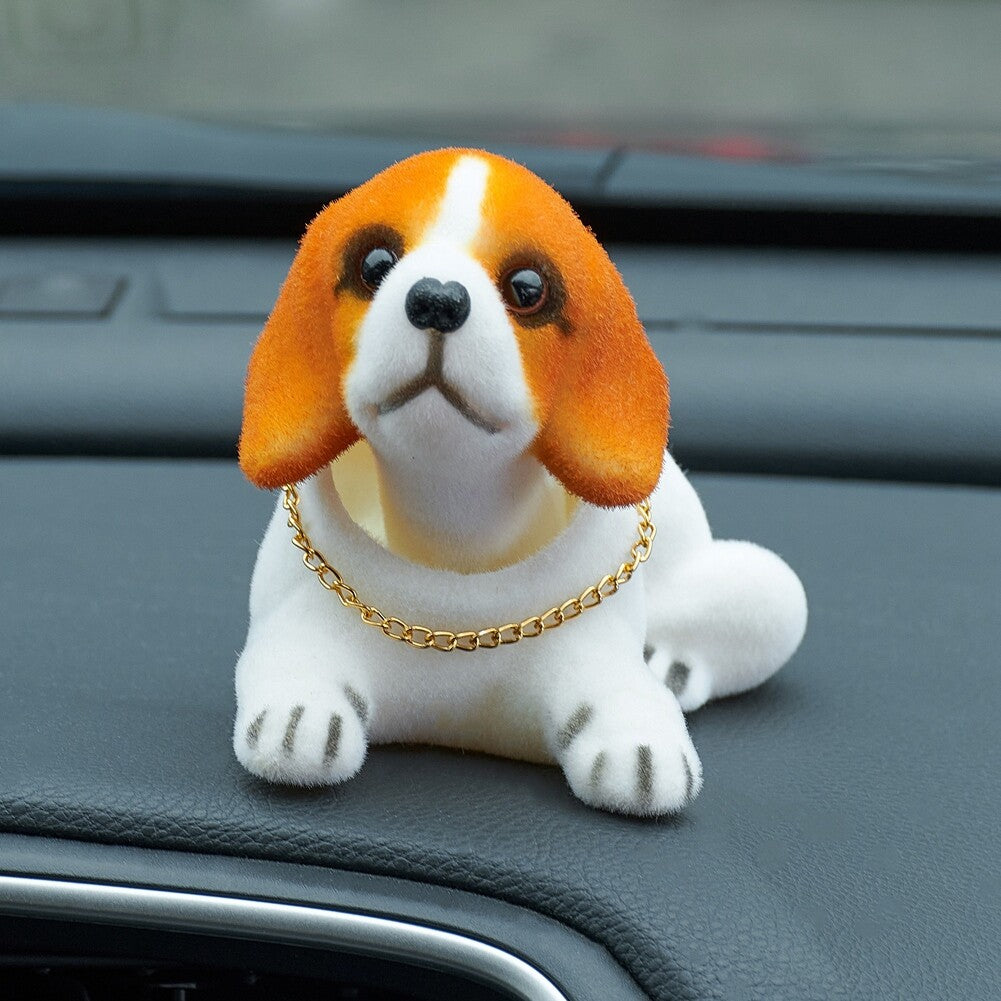 Nodding Lucky Beagle Figurine Ornaments Bobble Head Toys For Car Dashboard Decor