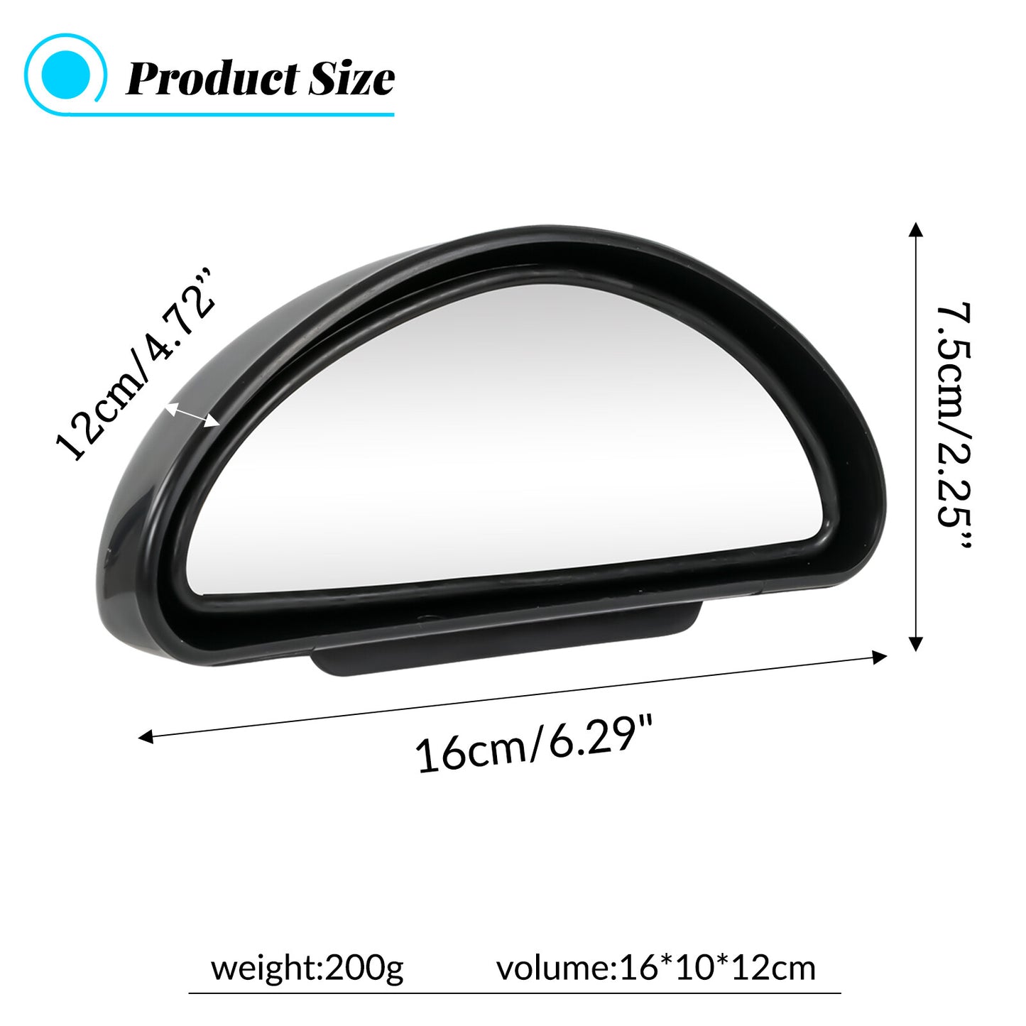 ?2X 16CM Blind Spot Convex Mirrors Wide Angle Rear Side View Car Truck Stick On